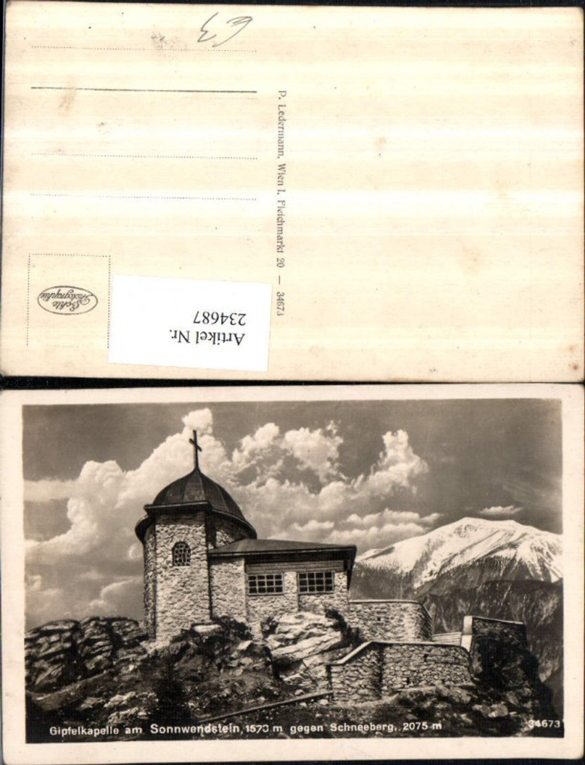 234687,Gipfelkapelle am Sonnwendstein geg. Schneeberg