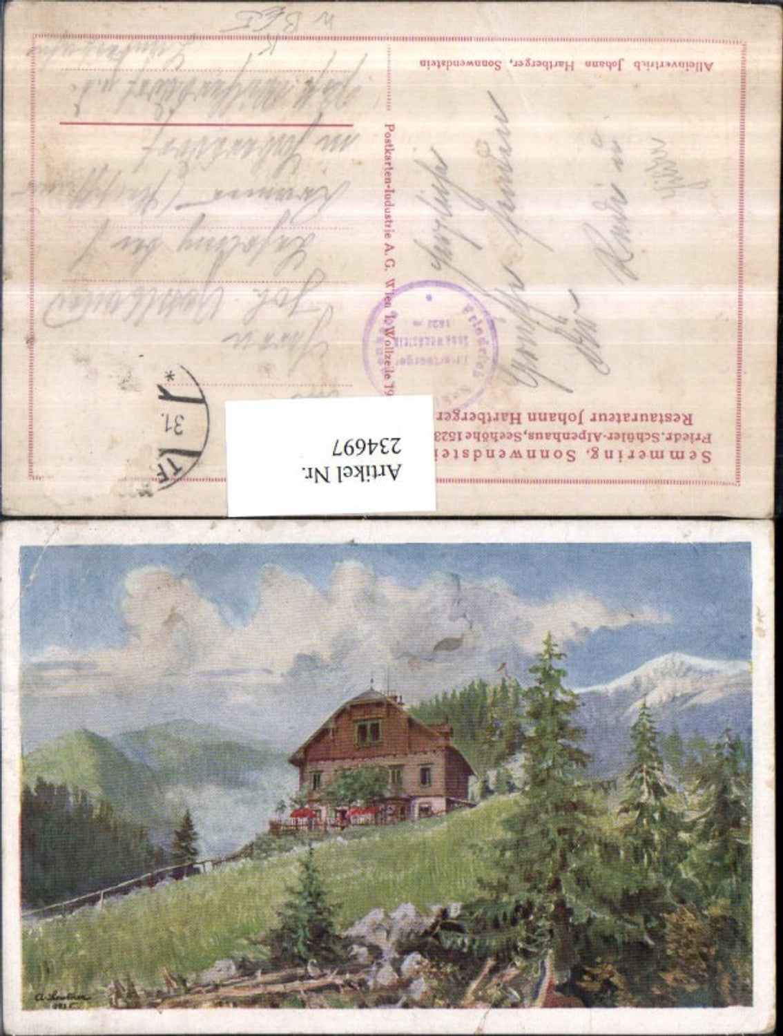 234697,Künstler AK Leutner Semmering Sonndwendstein Friedrich Schüler Alpenhaus