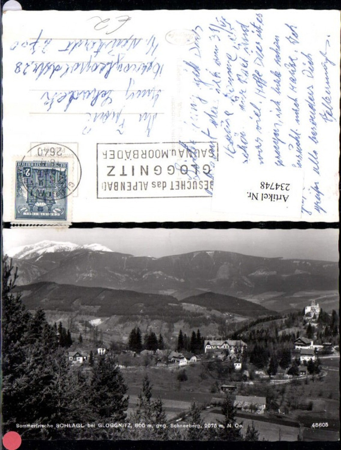234748,Schlagl b. Gloggnitz Totale geg. Schneeberg