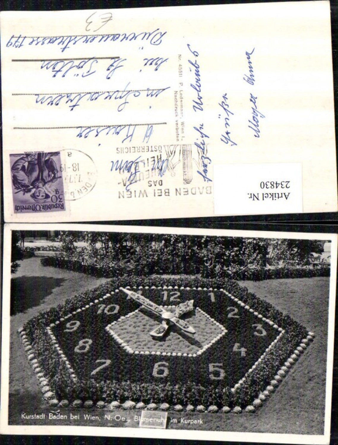 234830,Baden b. Wien Blumenuhr im Kurpark