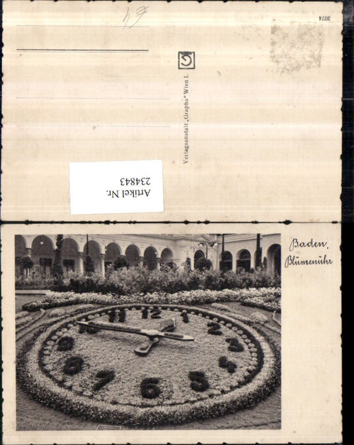 234843,Baden b. Wien Blumenuhr im Kurpark