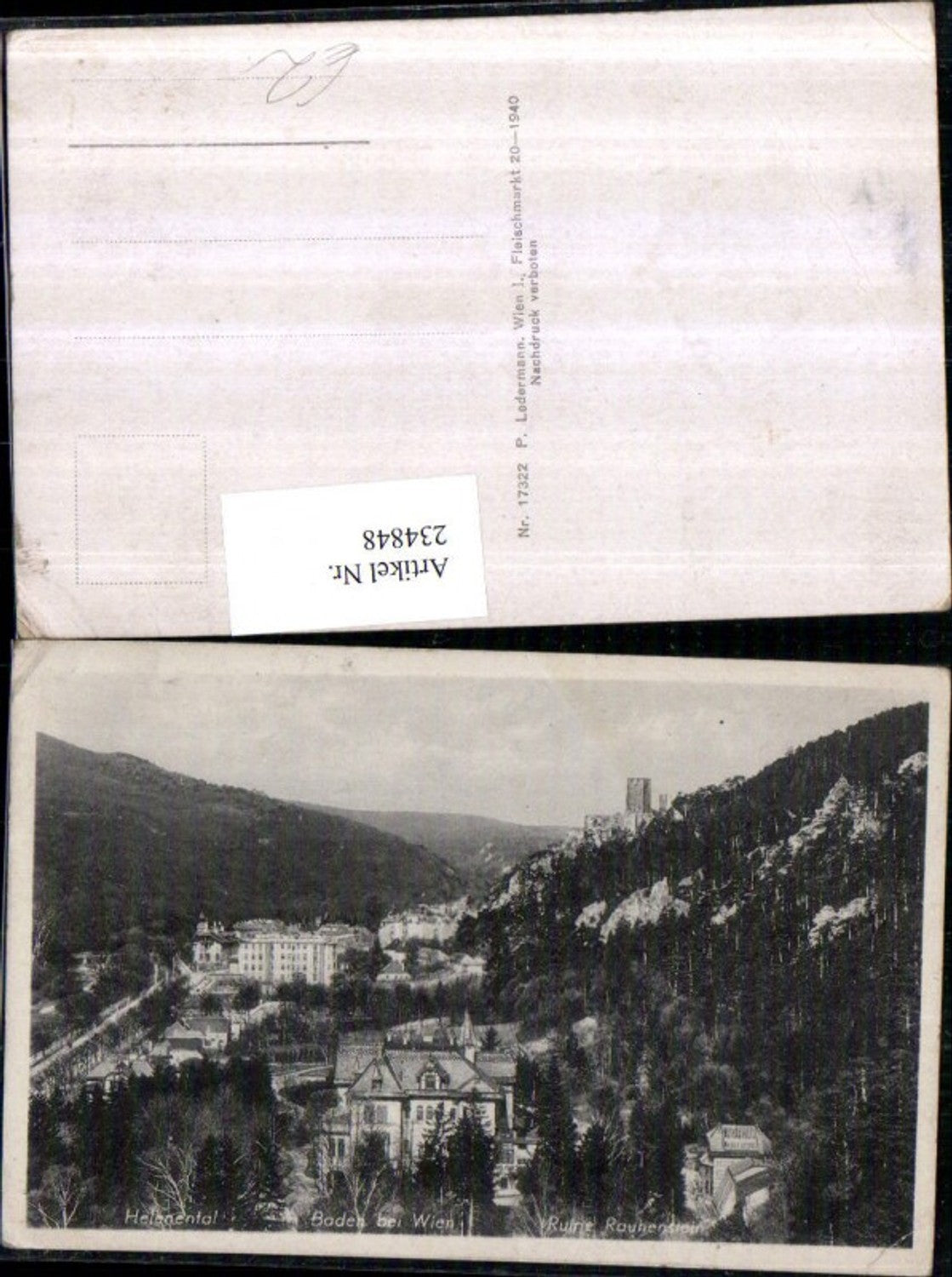 234848,Baden b. Wien Helenental m. Ruine Rauhenstein