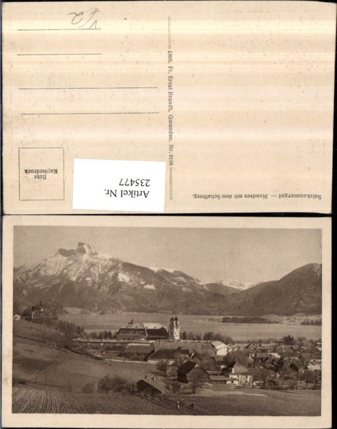 235477,Mondsee Totale m. d. Schafberg pub F. E. Brandt 0106