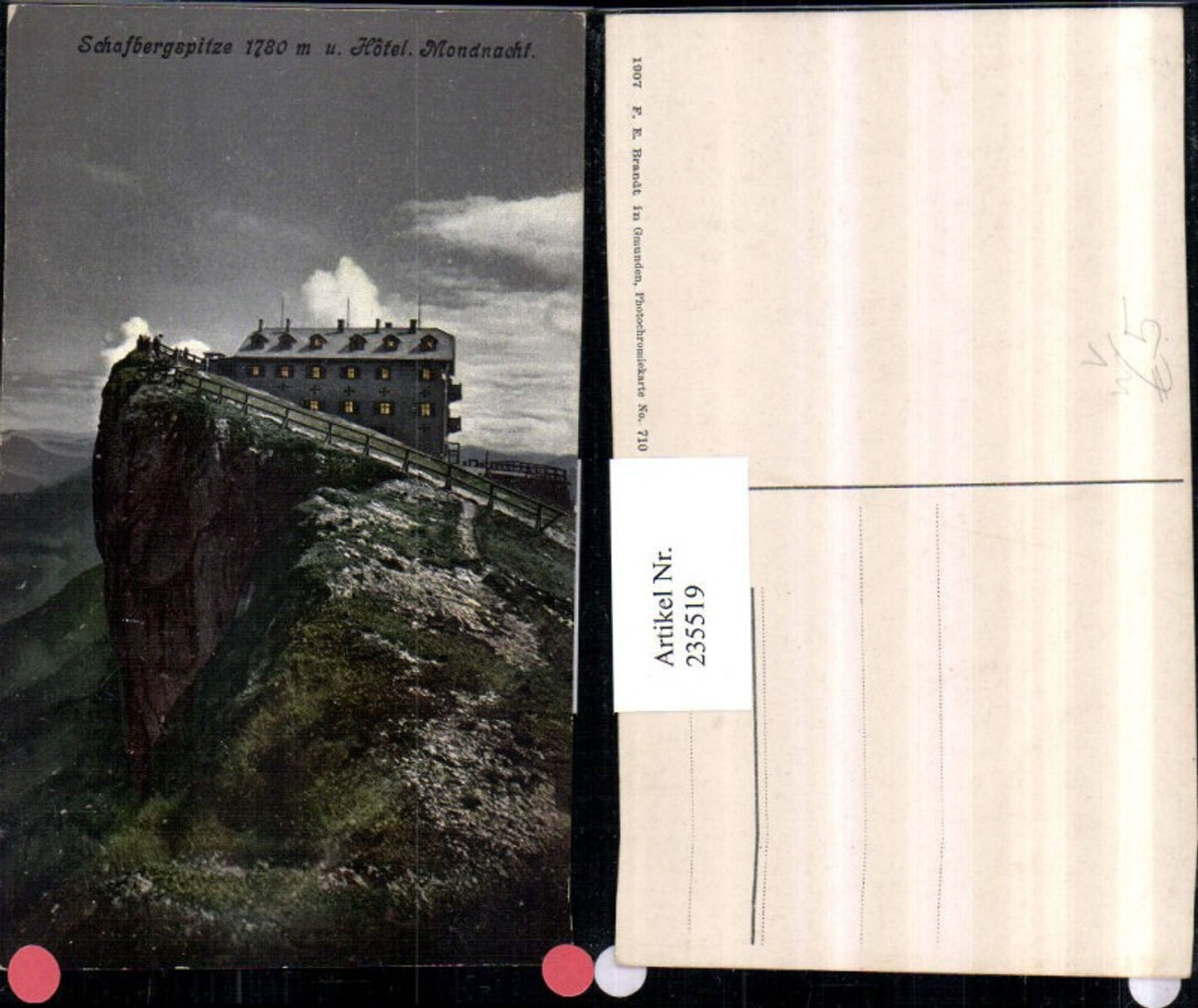 235519,Schafbergspitze m. Hotel b. St. Wolfgang Mondnacht pub F. E. Brandt 710