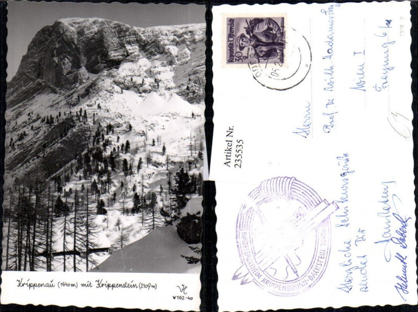 235535,Krippenau Bauernhof m. Krippenstein b. Obertraun Winterbild