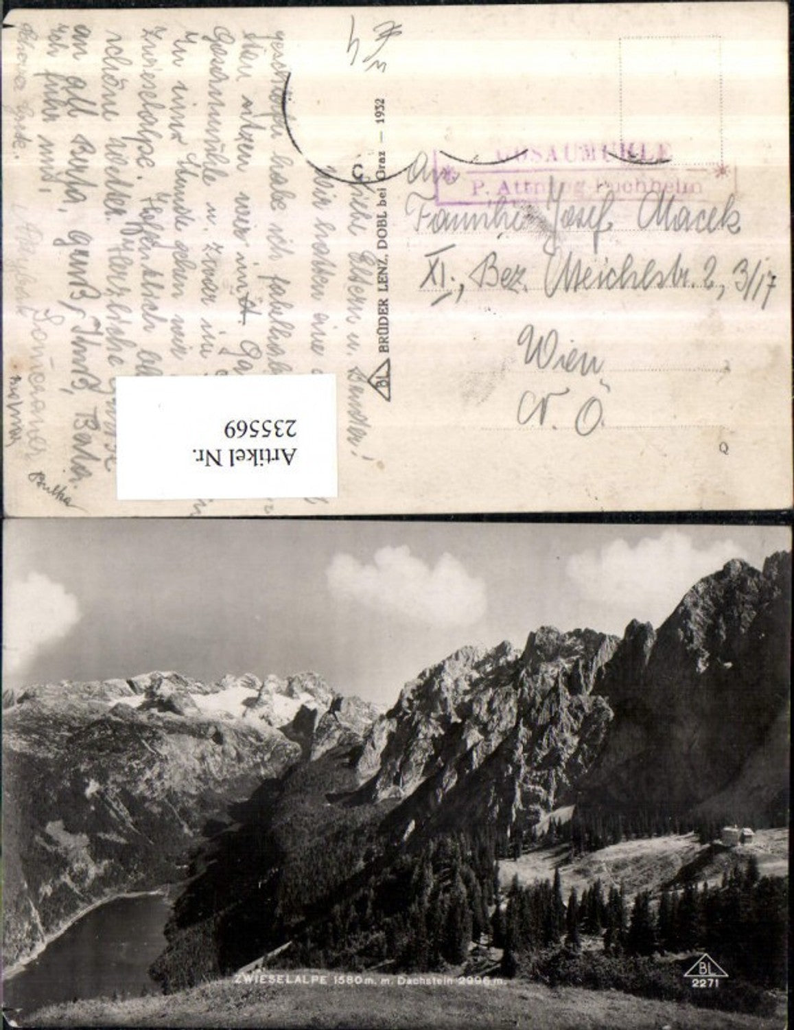 235569,Zwieselalpe m. Dachstein b. Gosau