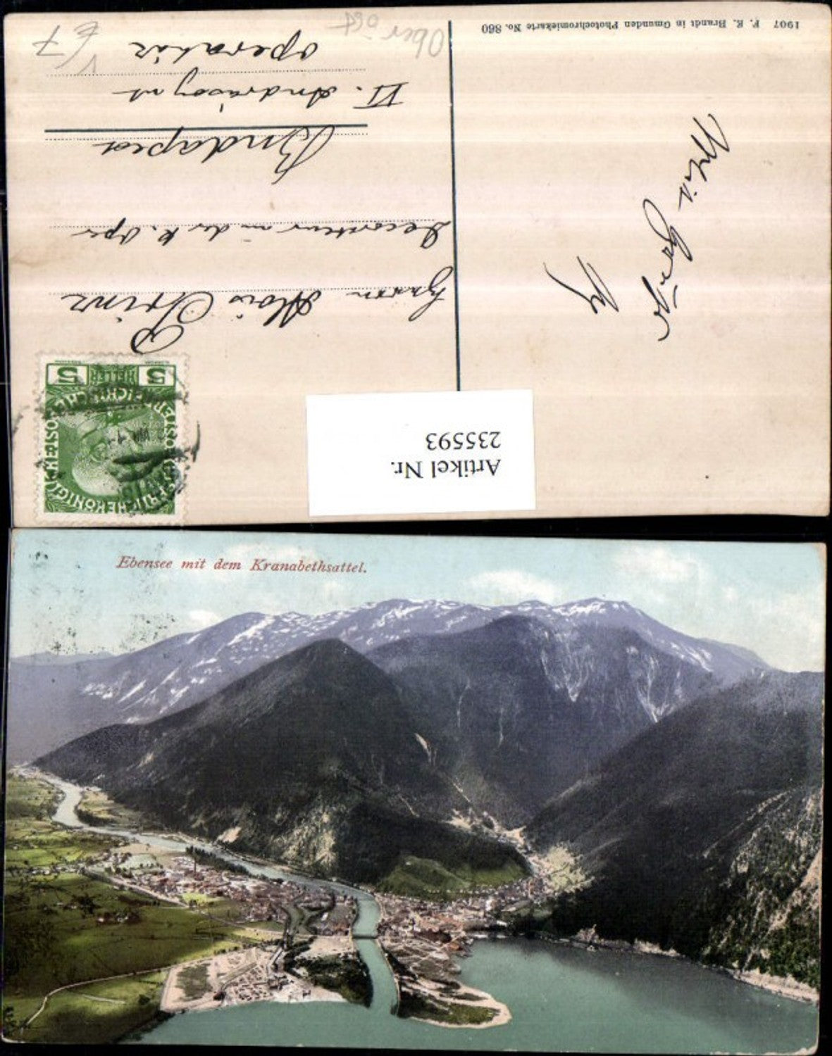 235593,Ebensee Totale m. d. Kranabethsattel pub F. E. Brandt 860