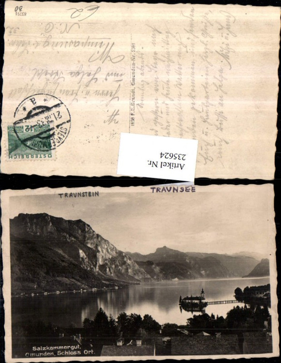 235624,Gmunden Schloss Orth m. Traunstein
