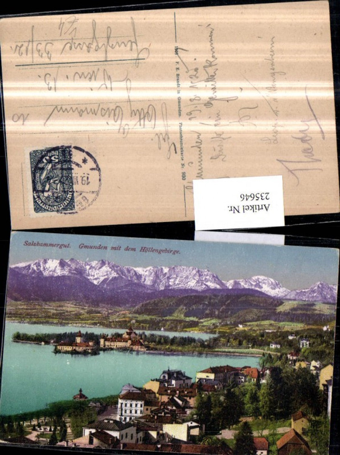 235646,Gmunden Teilansicht m. d. Höllengebirge pub F. E. Brandt 930