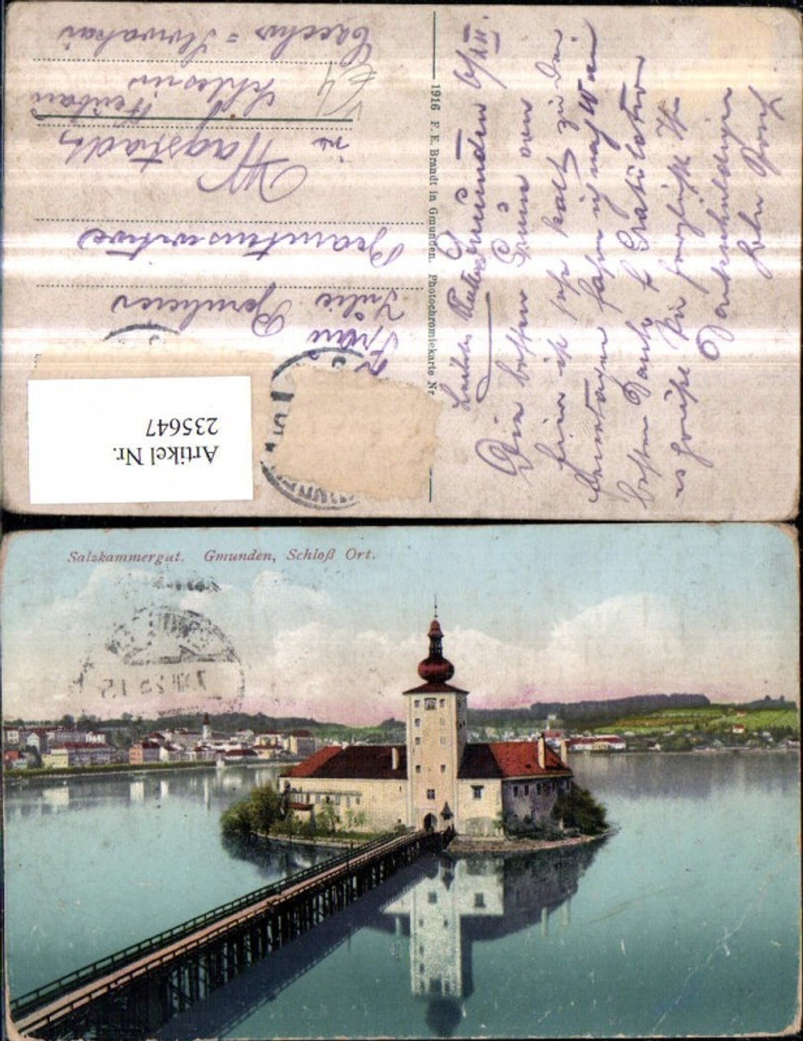235647,Gmunden Schloss Orth Brücke pub F. E. Brandt