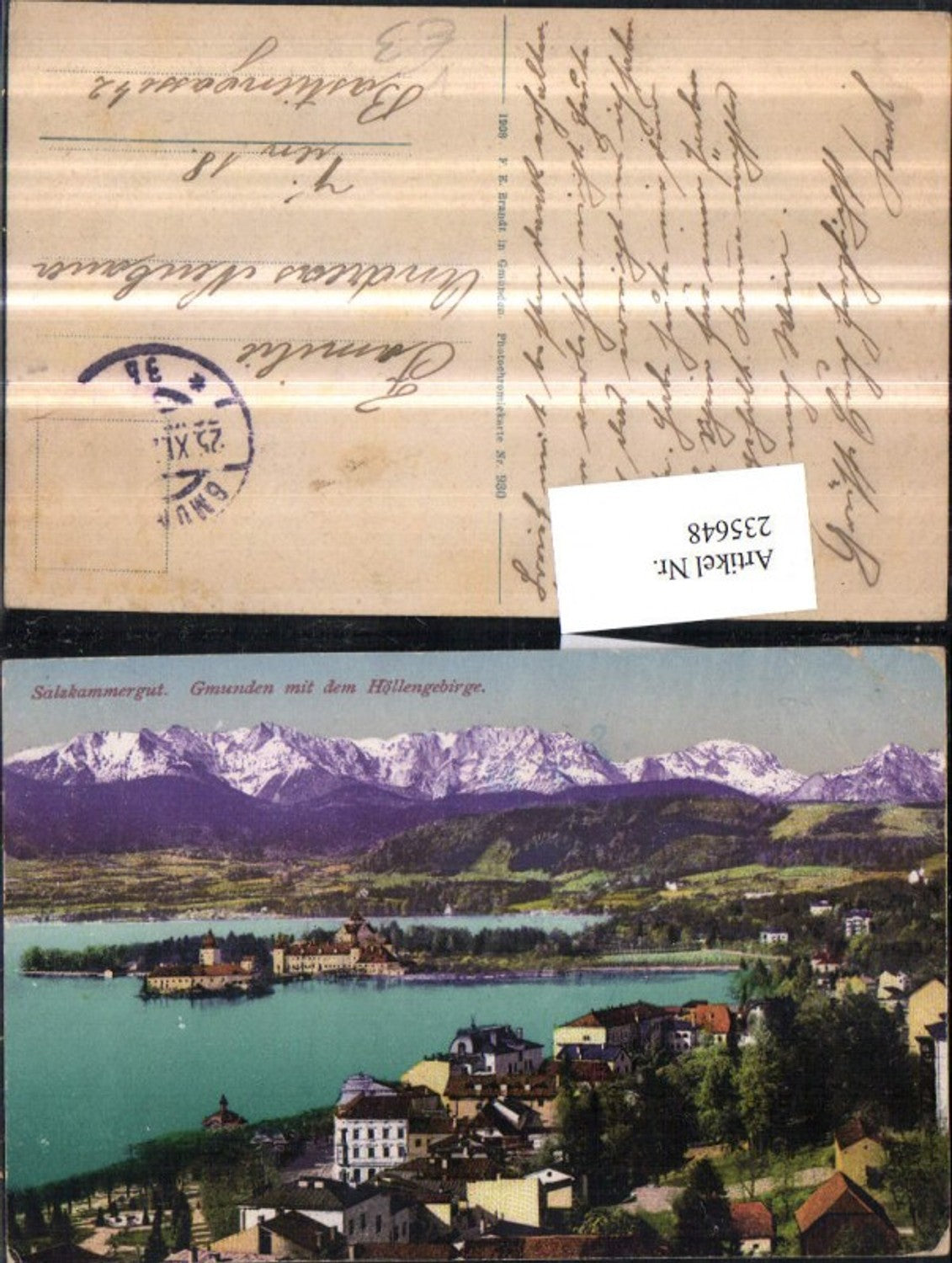 235648,Gmunden Teilansicht m. d. Höllengebirge pub F. E. Brandt 930
