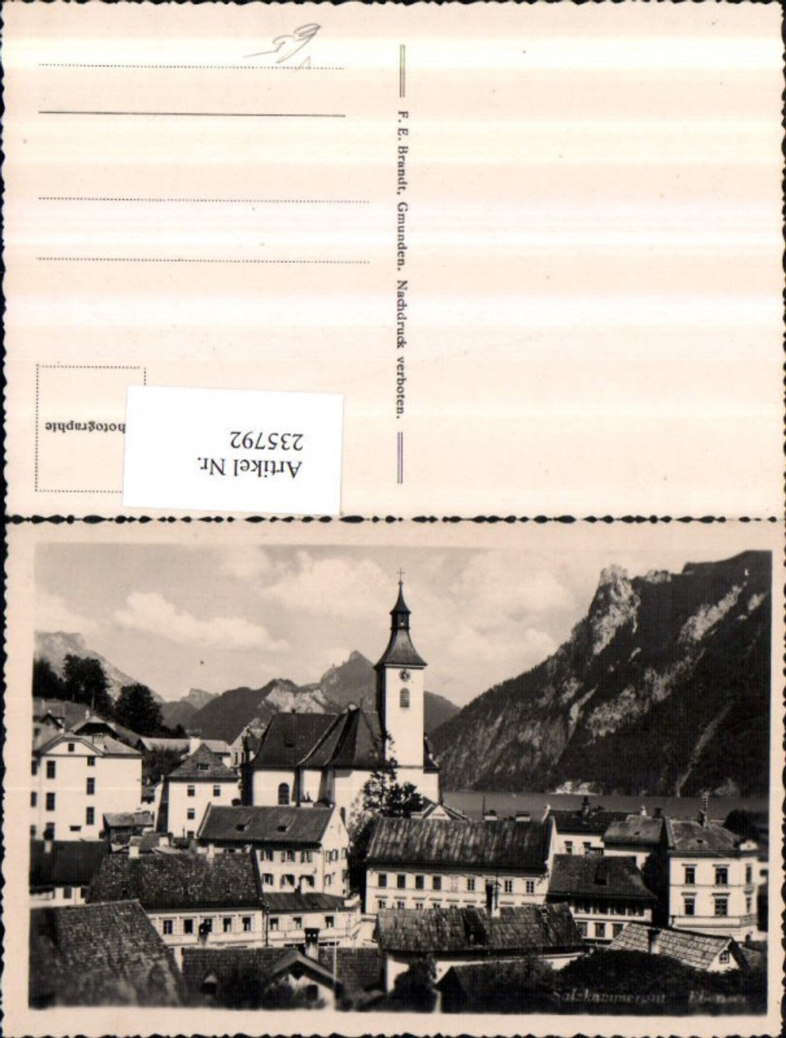 235792,Ebensee Teilansicht Kirche pub F. E. Brandt
