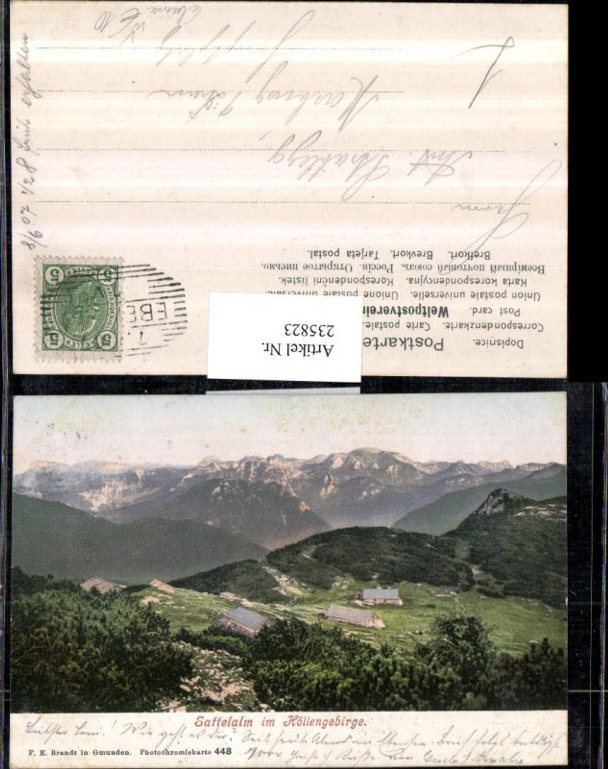 235823,Sattelalm im Höllengebirge b. Ebensee pub F. E. Brandt 448
