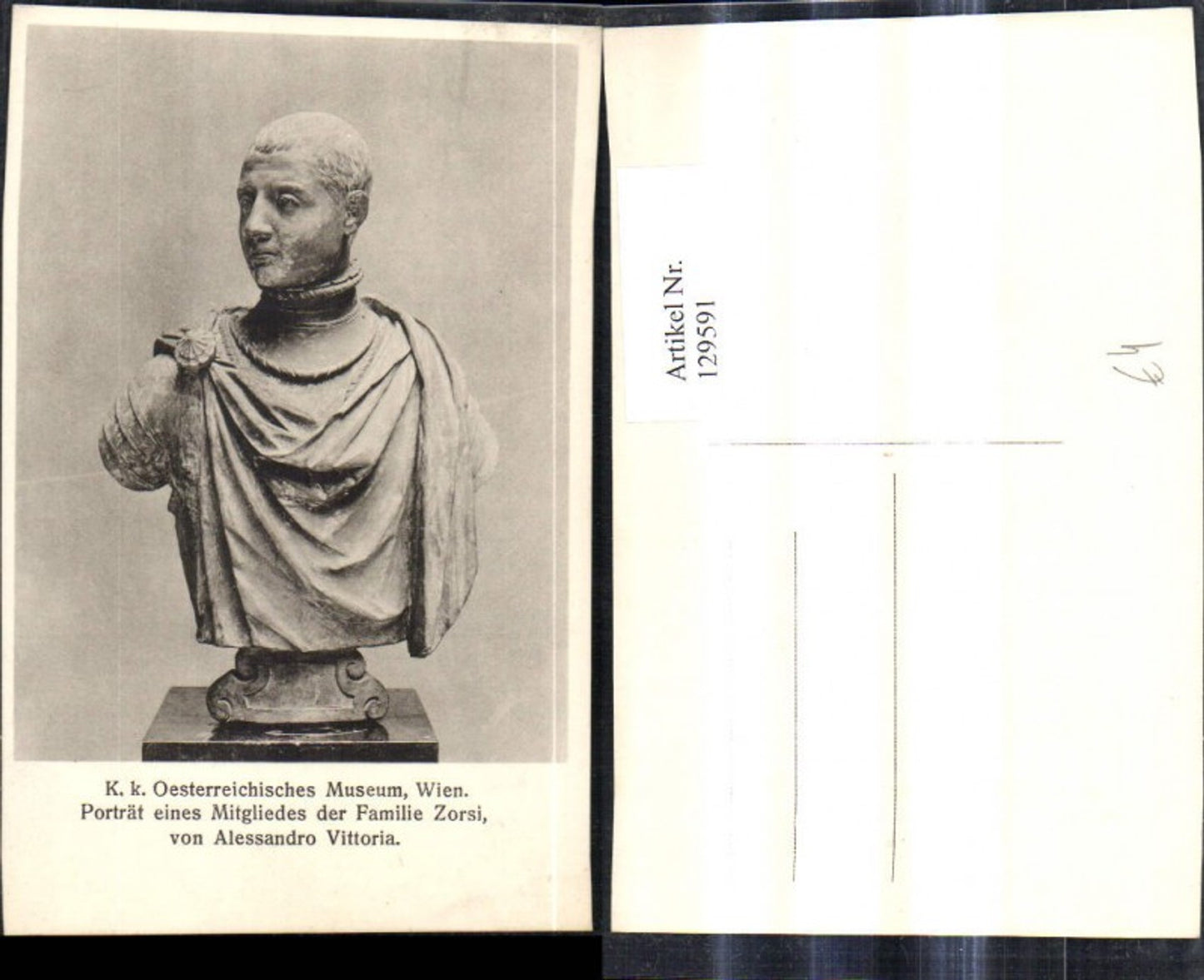 129591,Künstler Ak Abbildung Büste Alessandro Vittoria Portrait Mitglied Familie Zorsi Adel Monarchie