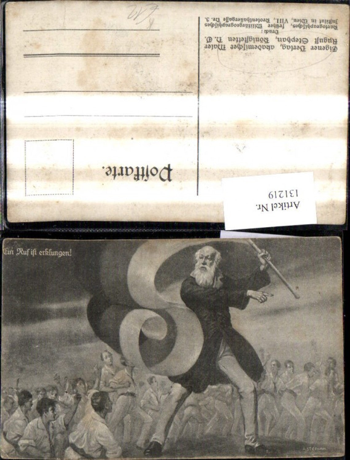 131219,Künstler Ak A. Stephan Mann Flagge Ein Ruf ist erklungen