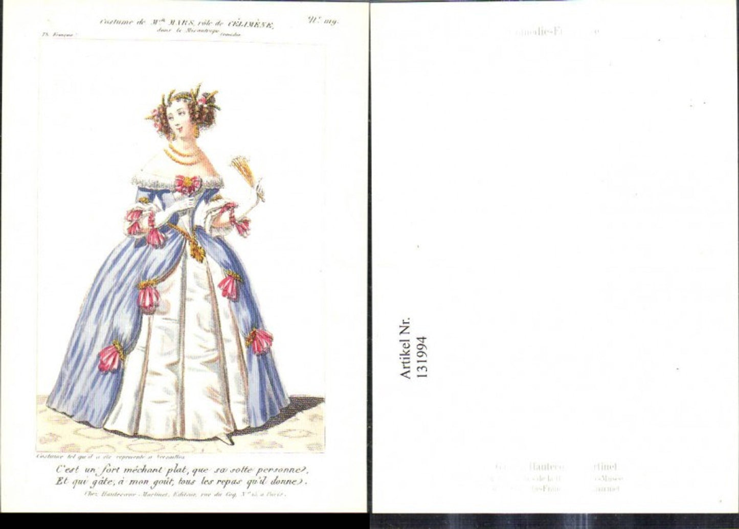 131994,Repro Jugendstil Theatre Francais Costumes Parisiens Pariser Mode Frau Kostüm Celimene