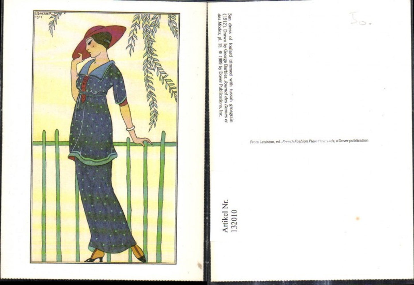 132010,Repro Jugendstil George Barbier Sun dress 1912 Sommerkleid Hut Mode