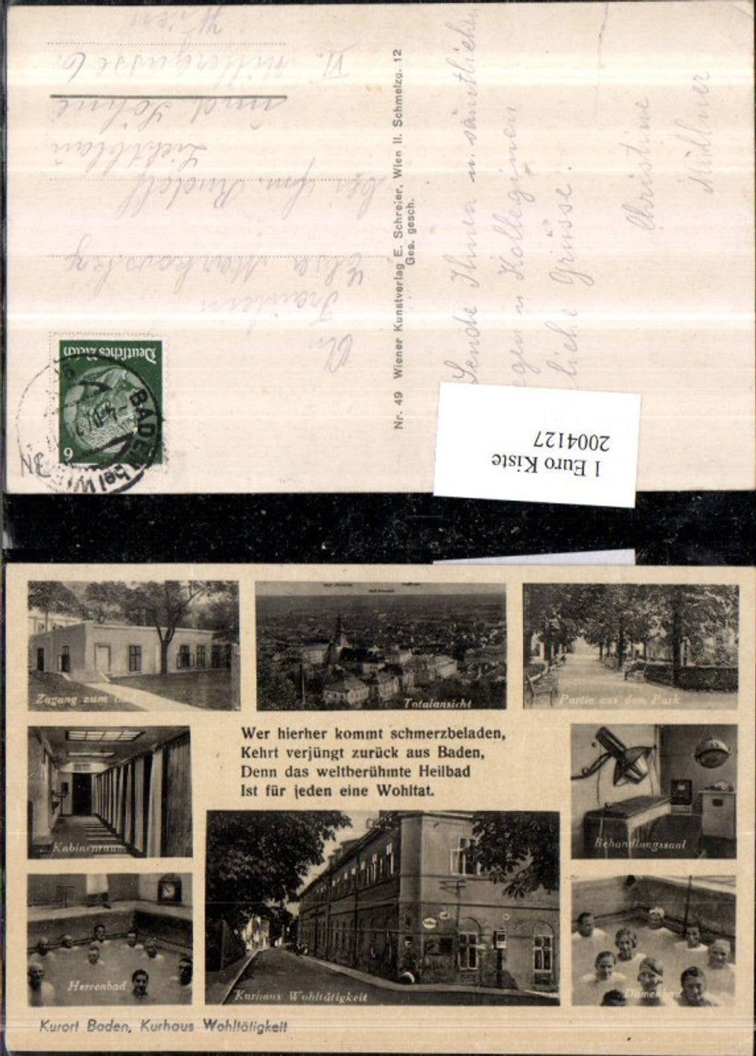 2004127,Baden Totale Kurhaus Wohltätigkeit Herrenbad Kabinenraum Behandlungsraum Damenbad Mehrbildkarte