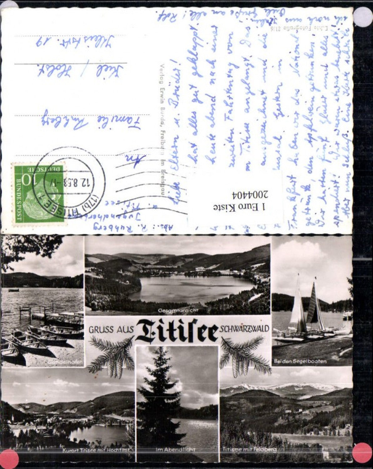 2004404,Gruß aus Titisee im Schwarzwald Totale Gondelhafen Feldberg Segelboote Mehrbildkarte