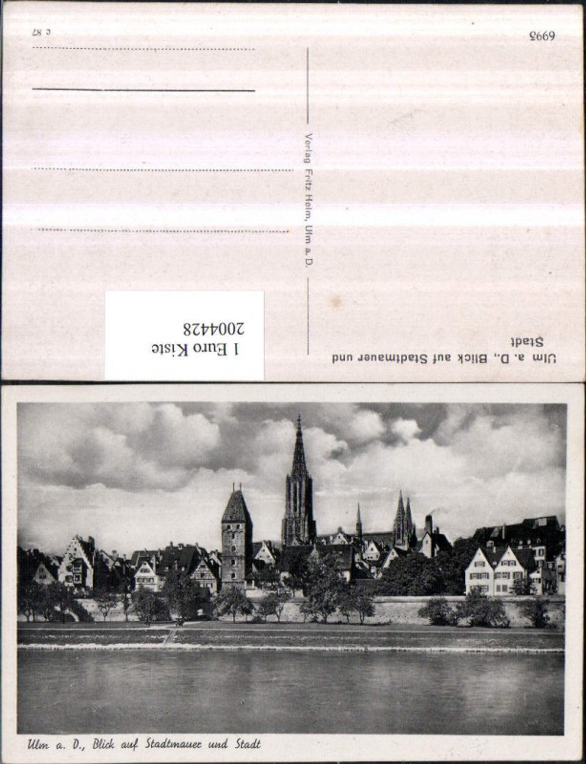 2004428,Ulm an d. Donau Blick auf Stadtmauer u. Stadt