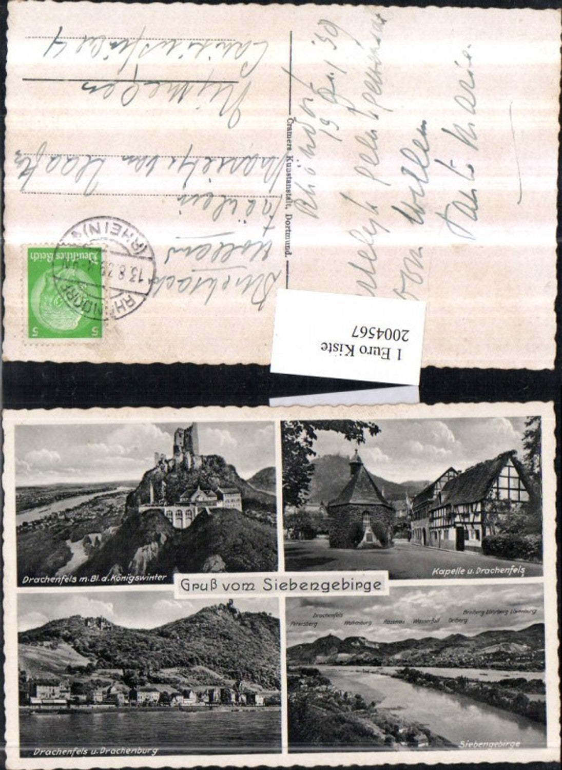 2004567,Siebengebirge Totale Drachenfels m. Königswinter Drachenburg Kapelle Mehrbildkarte