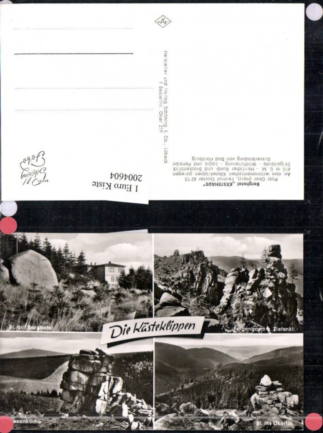 2004604,Die Kästeklippen b. Oker im Harz Berghotel Okertal Hexenküche Feigenbaum Mehrbildkarte