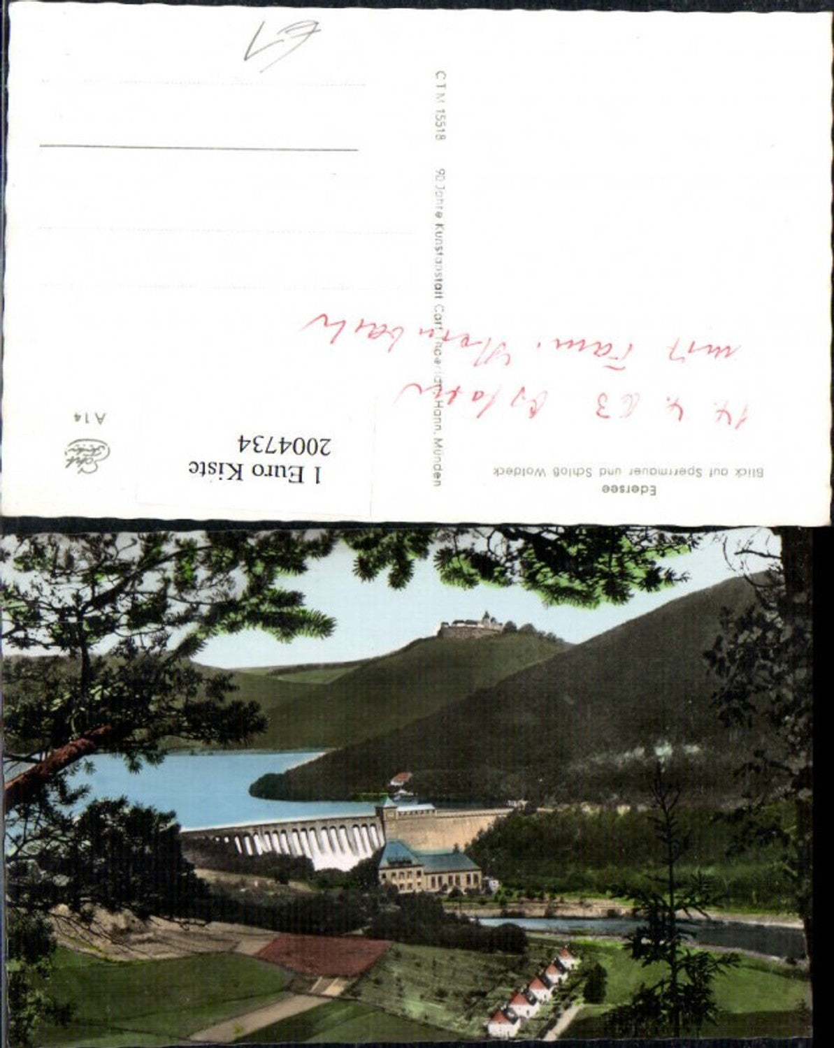 2004734,Edersee Blick auf Sperrmauer u. Schloss Waldeck