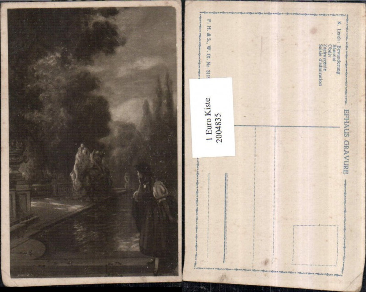 2004835,Foto AK K. Lerch Bewunderung Frau m. Kleid