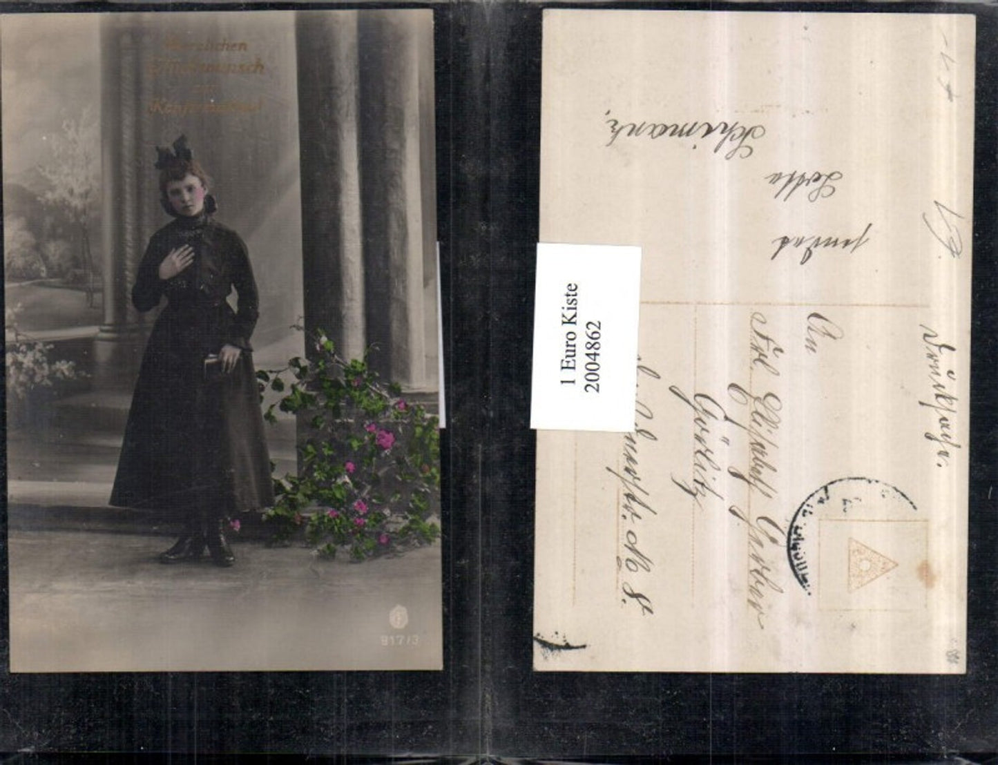 2004862,Konfirmation Mädchen m. Kleid Stiefel Buch