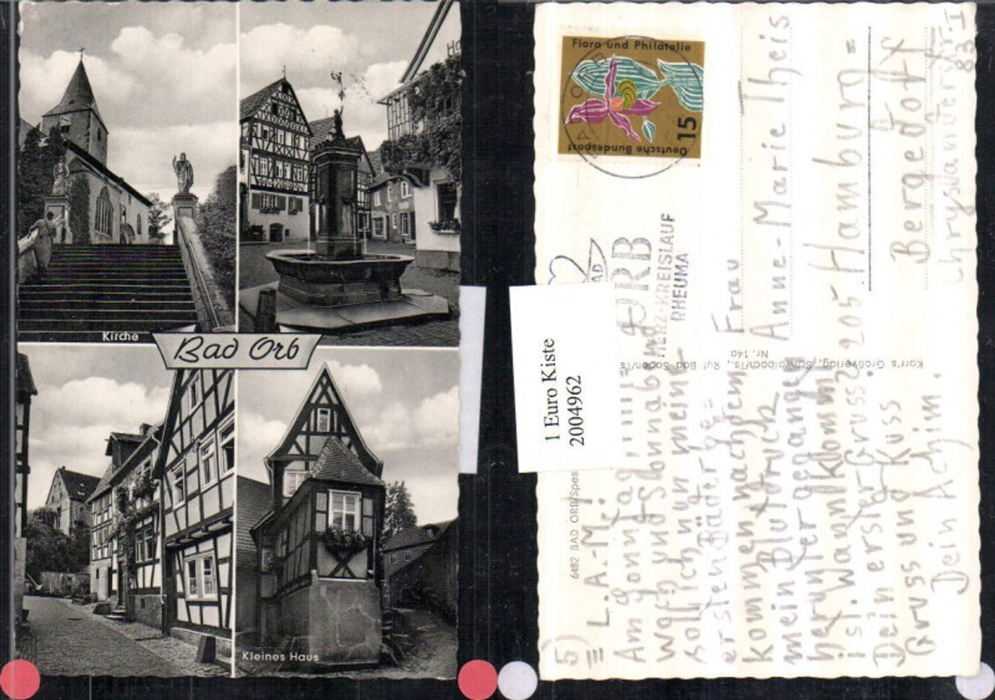 2004962,Bad Orb Kirche Brunnen Kleines Haus Straßenansicht Mehrbildkarte