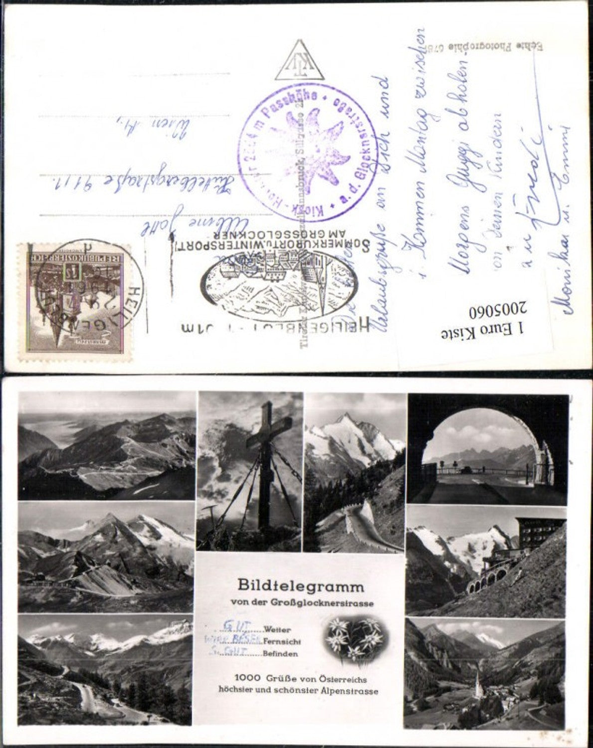 2005060,Großglocknerstraße Hochalpenstraße Kreuz Bergkulisse Mehrbildkarte