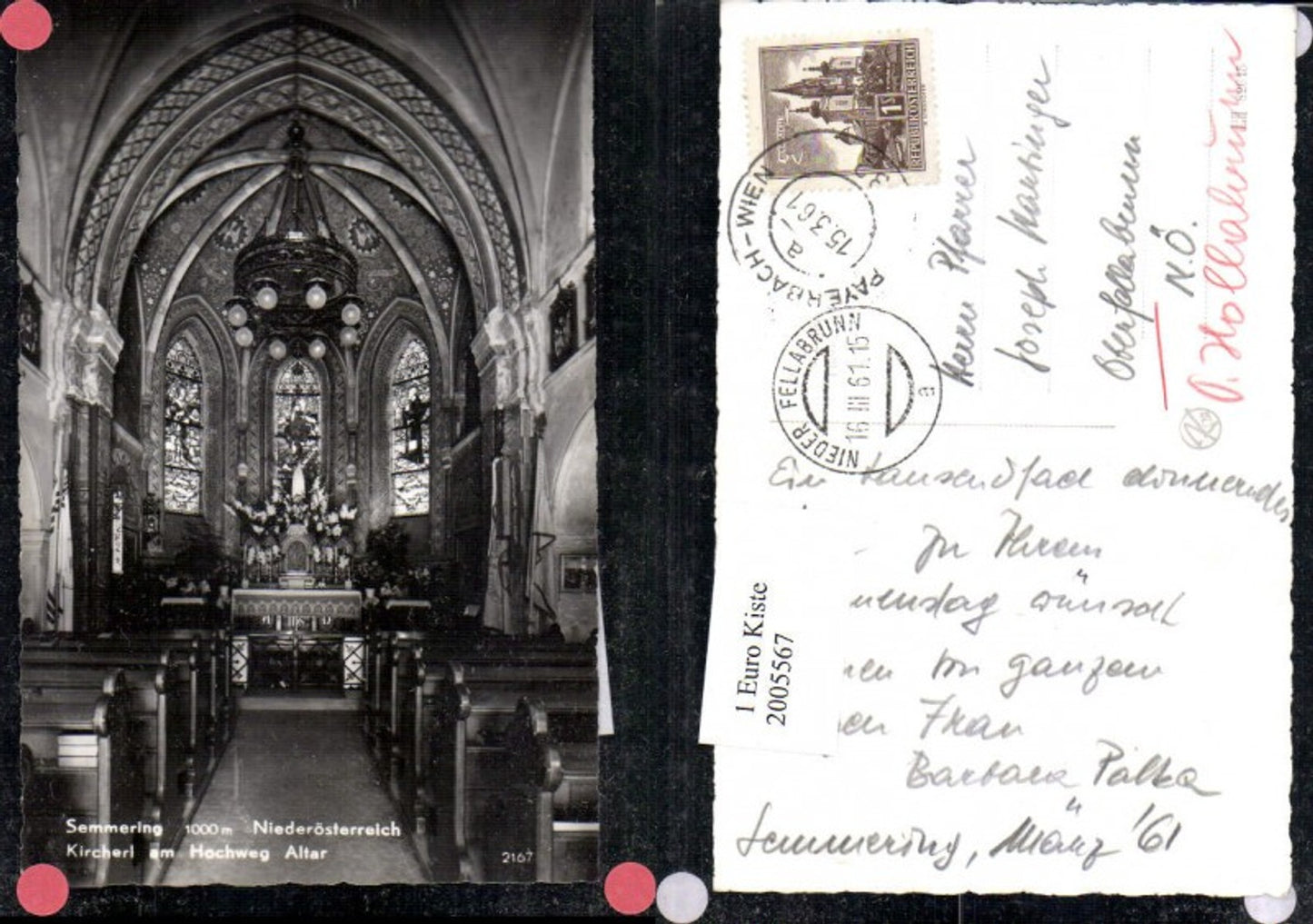 2005567,Semmering Kircherl Kirche am Hochweg Innenansicht Altar