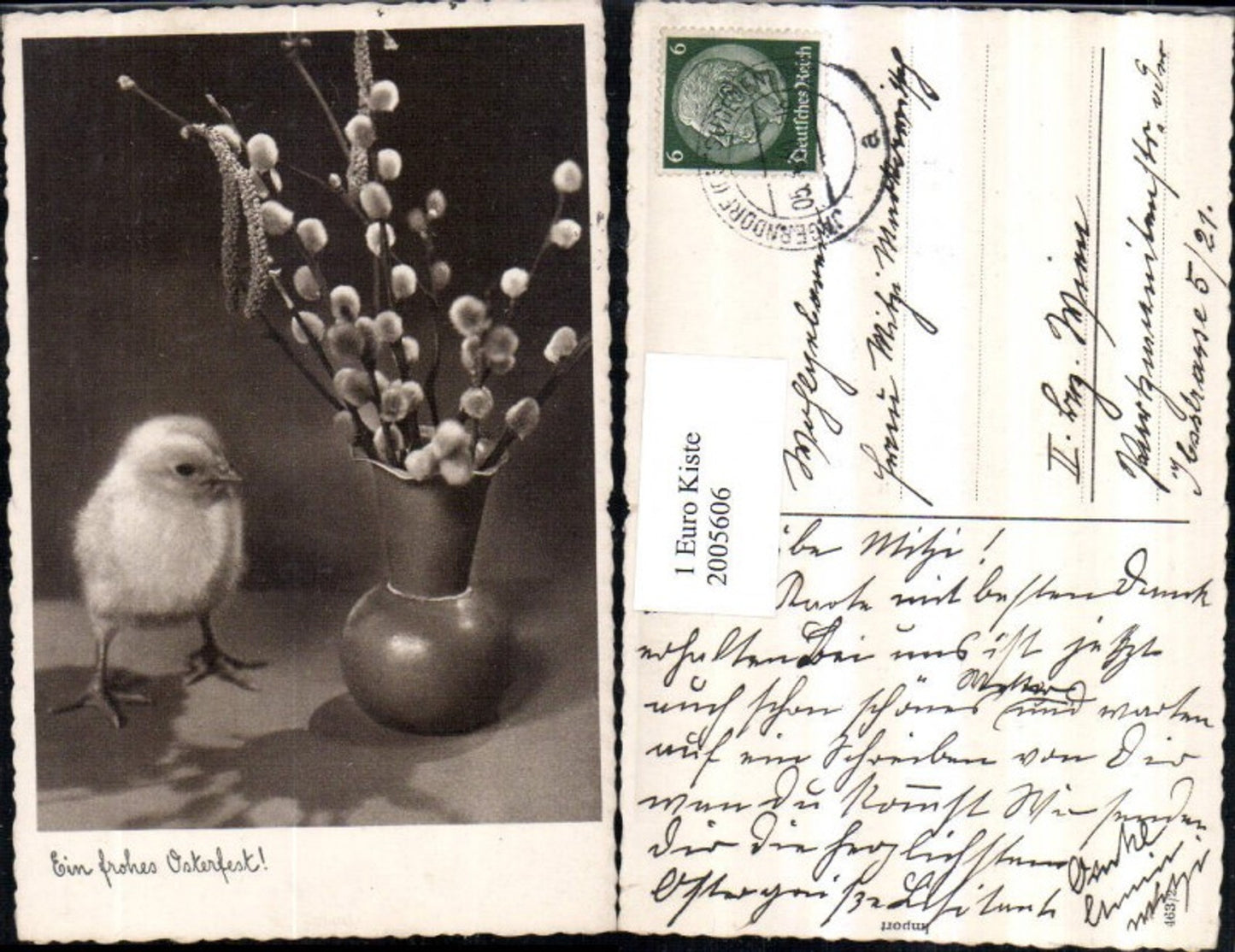 2005606,Ostern Küken Vase m. Palmkätzchen Palmzweige