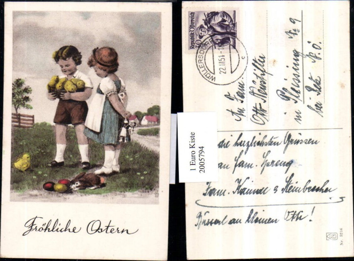 2005794,Ostern Kinder m. Küken Puppe Hase Ostereier