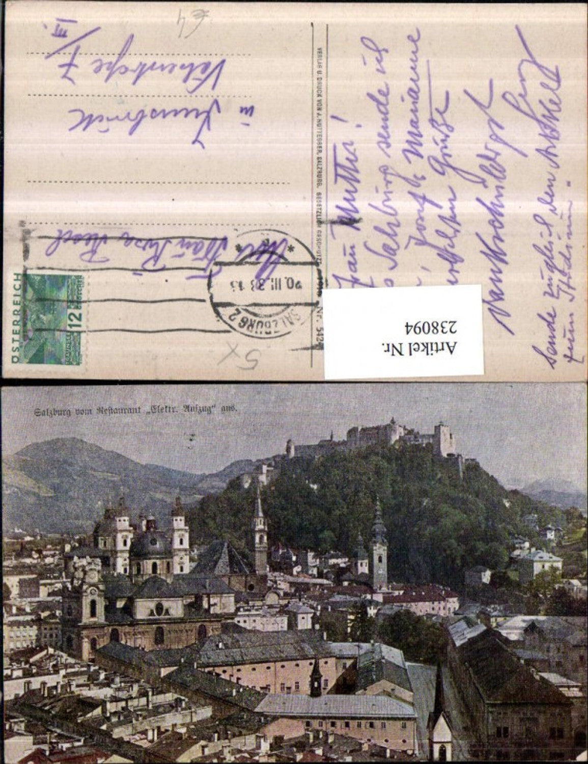 238094,Salzburg Teilansicht v. Restaurant Elektrischer Aufzug aus