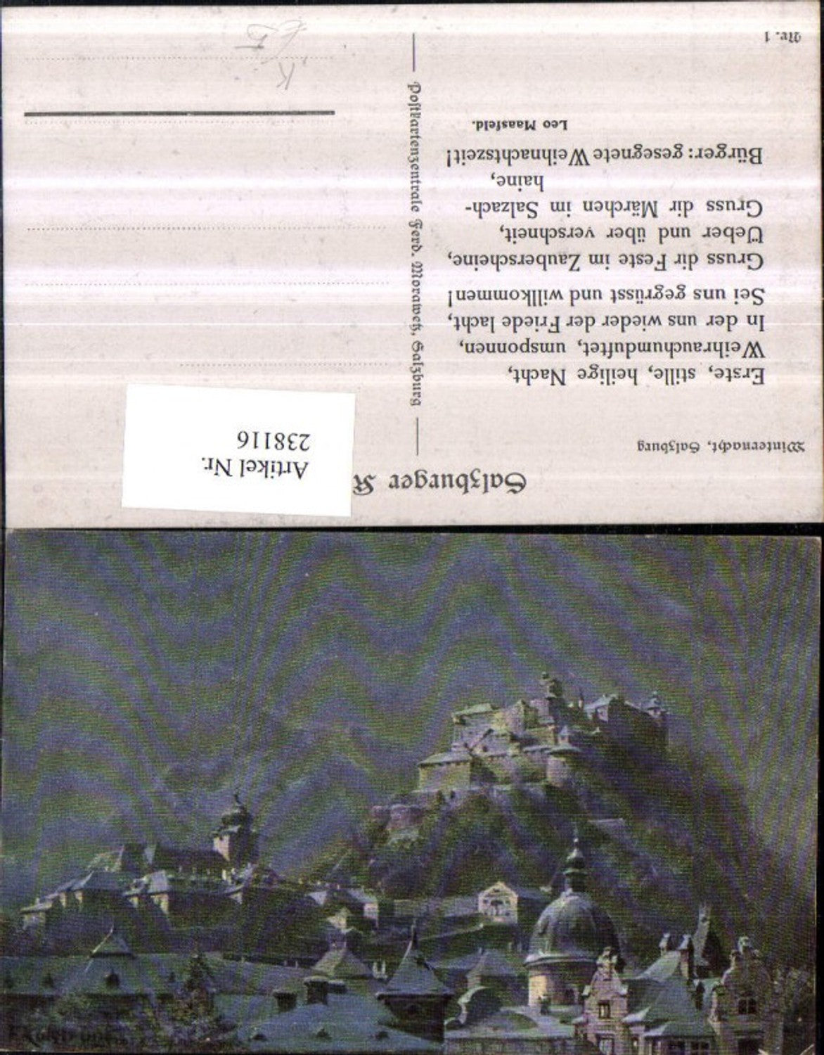 238116,Künstler AK F. Kulstrunk Salzburg Teilansicht Festung Winterbild