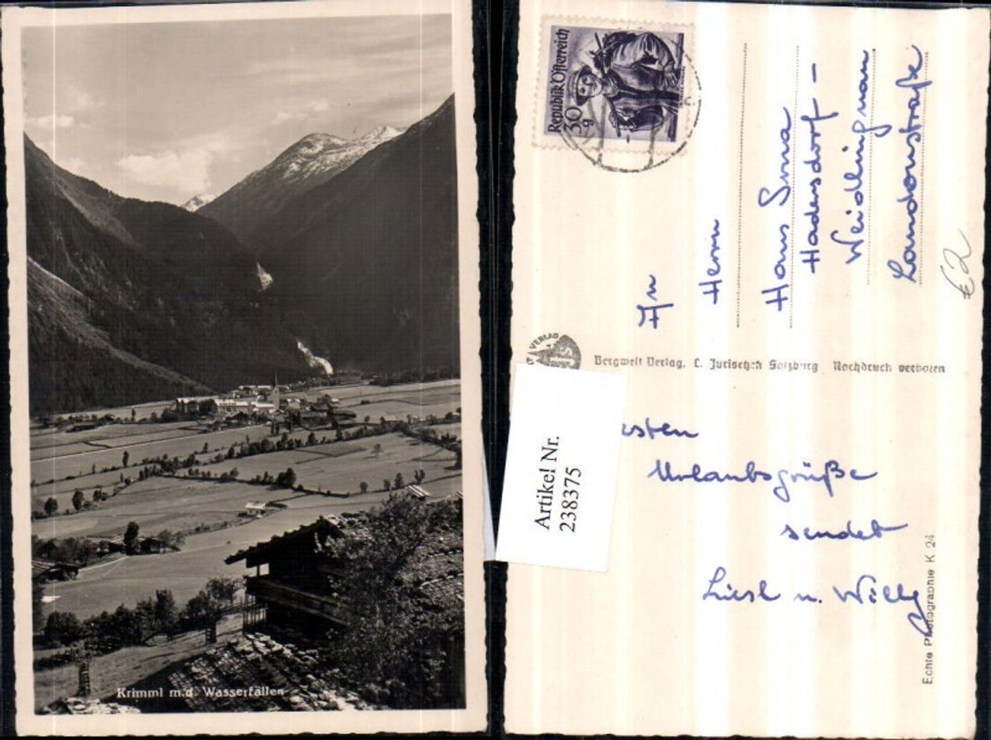 238375,Krimml Totale m. d. Wasserfällen