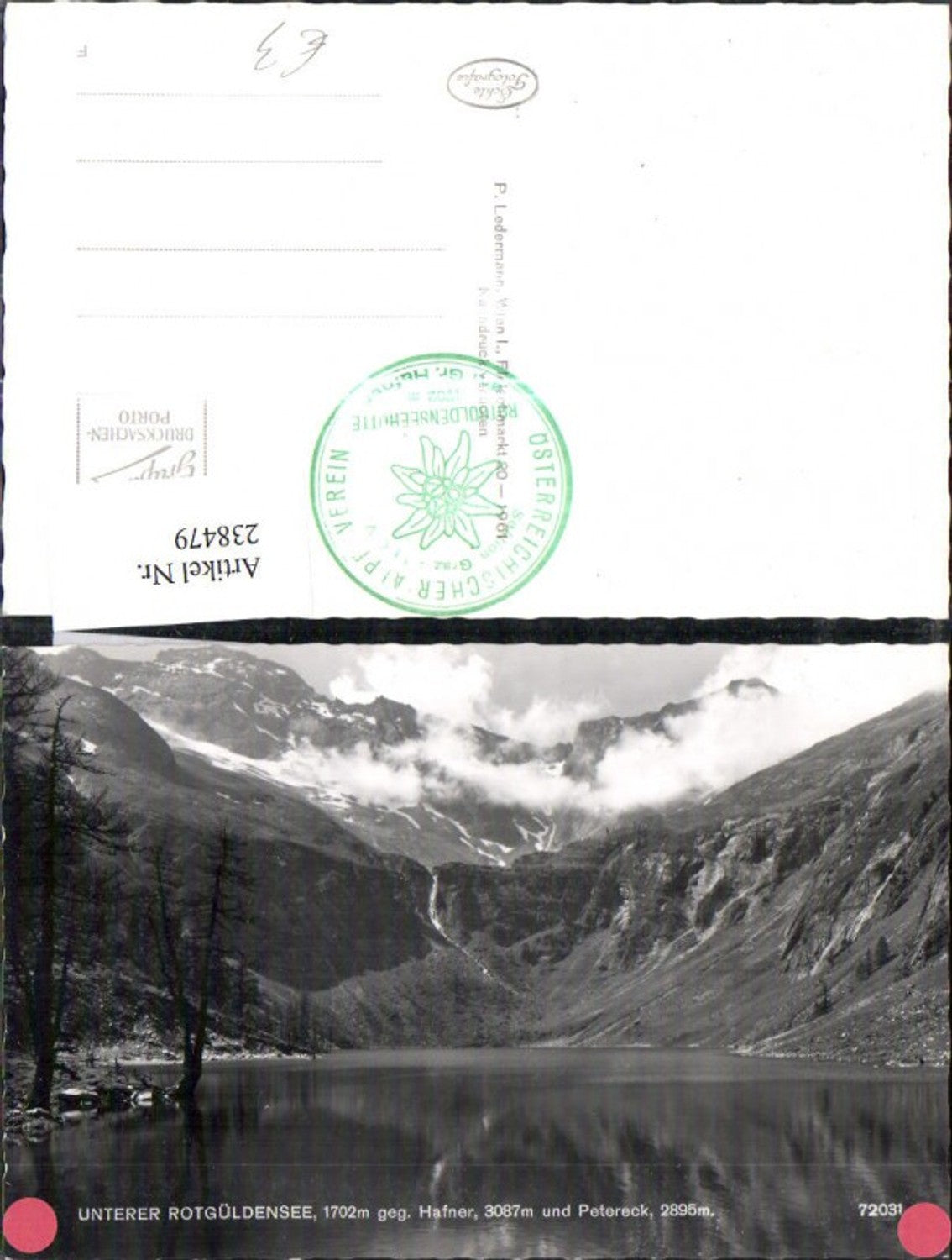 238479,Unterer Rotgüldensee See geg. Hafner u. Petereck b. Zederhaus