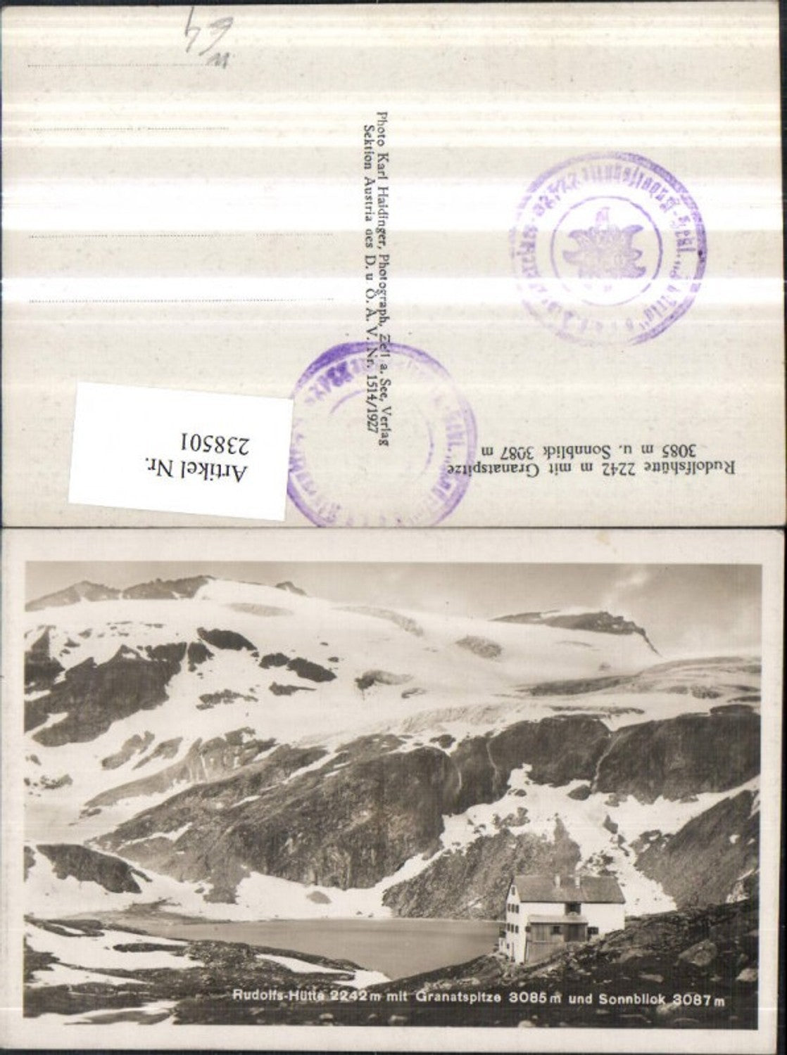 238501,Rudolfshütte Berghütte m. Granatspitze u. Sonnblick b. Uttendorf