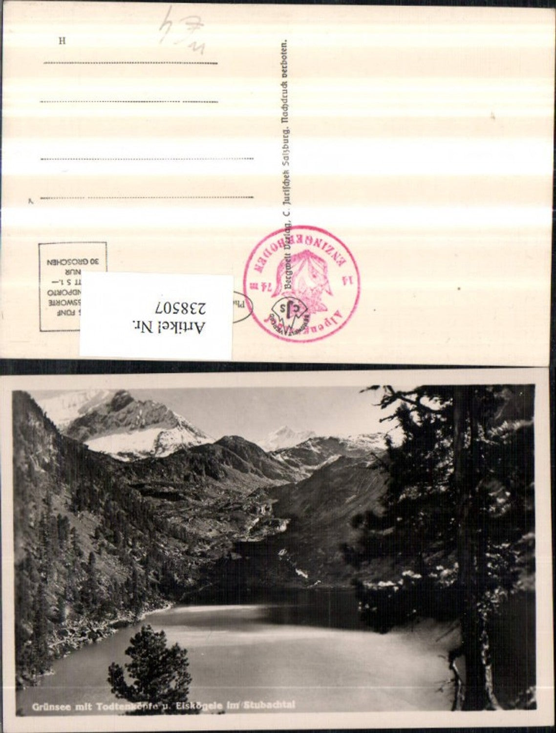 238507,Grünsee See m. Todtenköpfe u. Eiskögele im Stubachtal b. Uttendorf