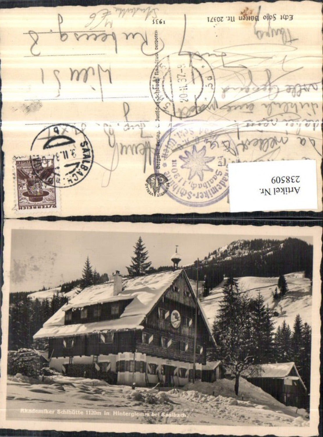 238509,Studentika Akademiker Skihütte in Hinterglemm b. Saalbach Winterbild