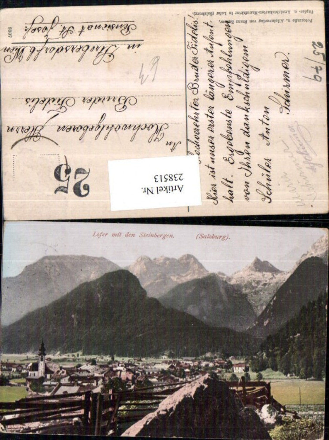 238513,Lofer Totale m. d. Steinbergen Bergkulisse