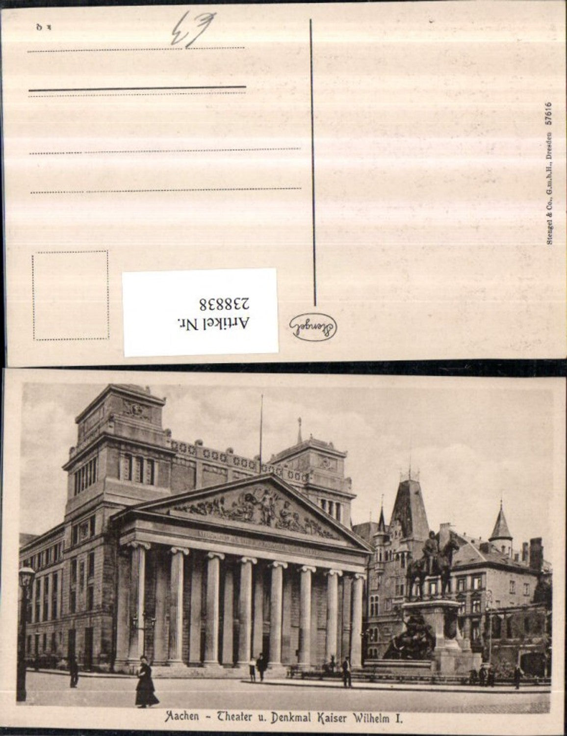 238838,Aachen Theater u. Denkmal Kaiser Wilhelm 1 pub Stengel u. Co 57616
