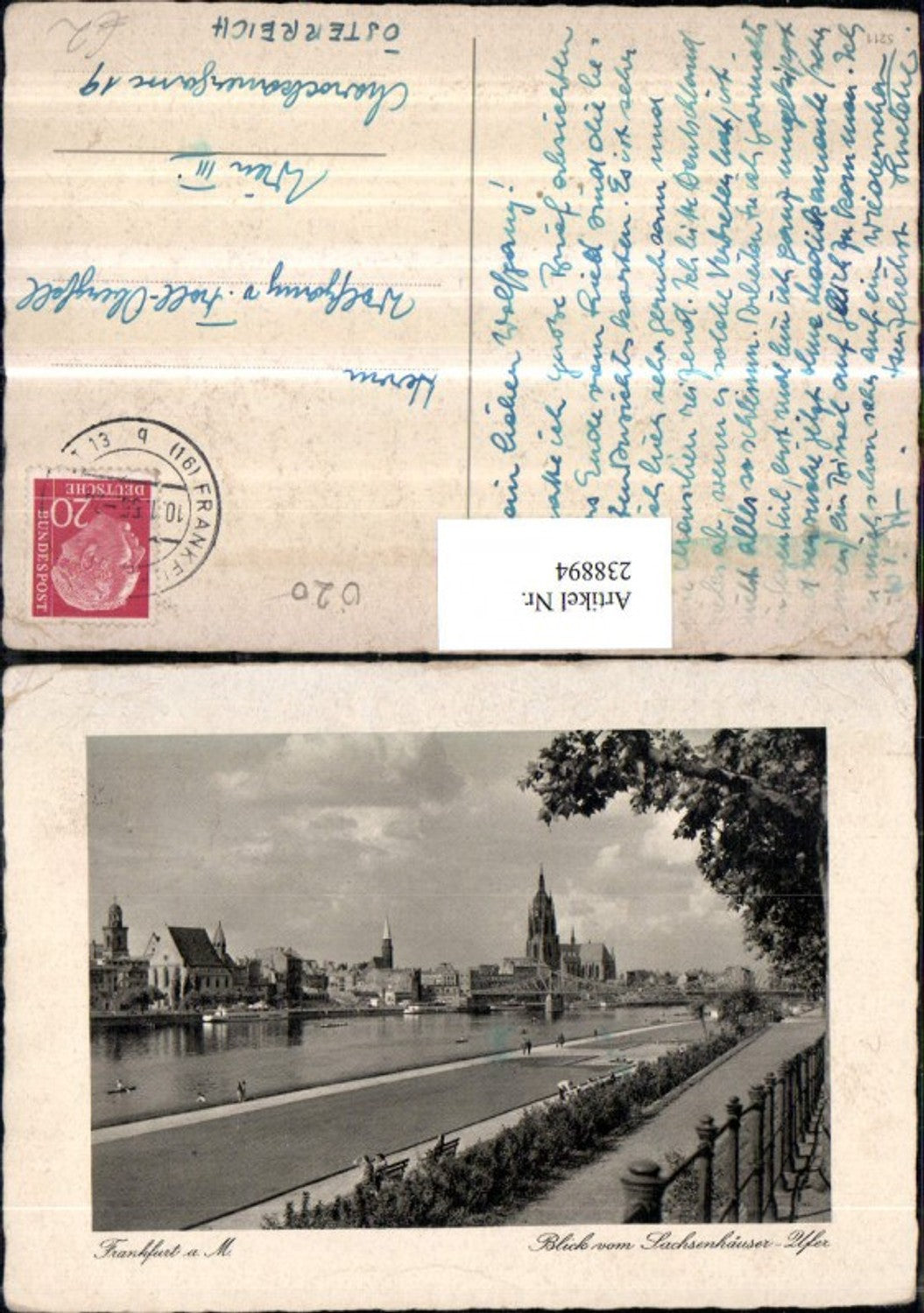 238894,Frankfurt a. Main Teilansicht Blick v. Sachsenhäuser-Ufer