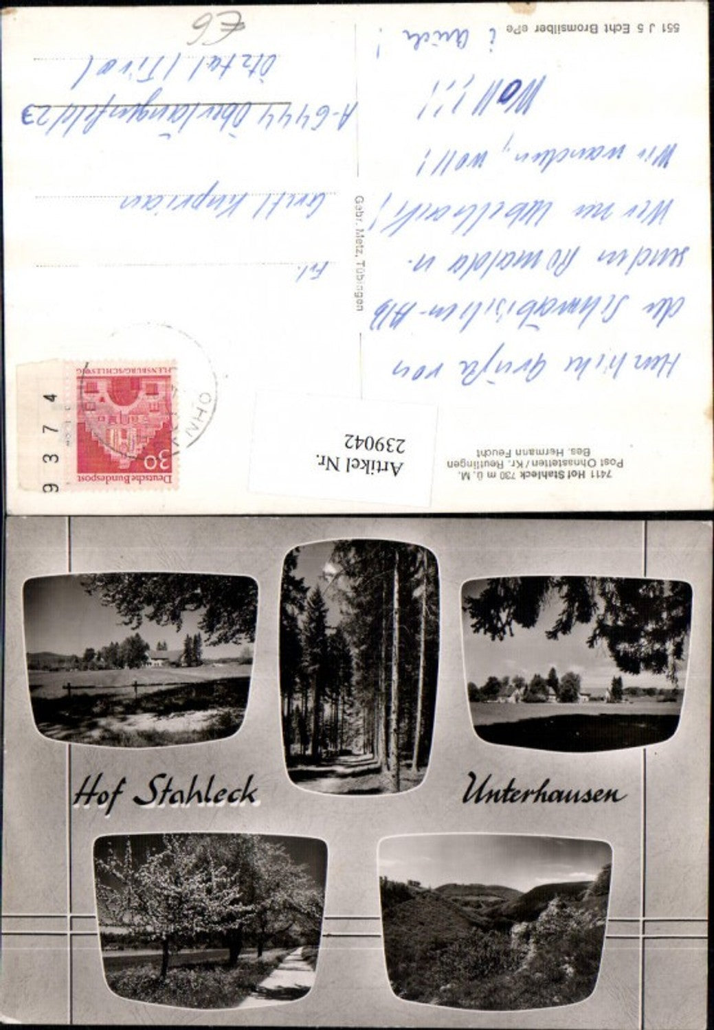 239042,Hof Stahleck Unterhausen b. Ohnastetten Wald Partie Mehrbildkarte