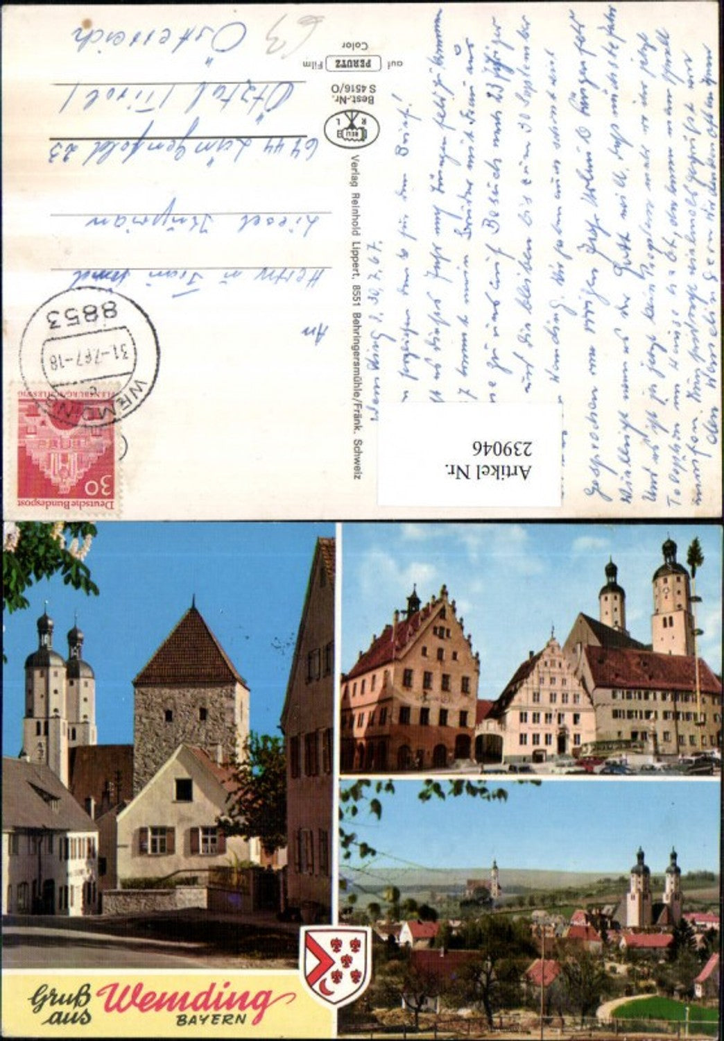 239046,Wemding in Bayern Totale Kirche Mehrbildkarte