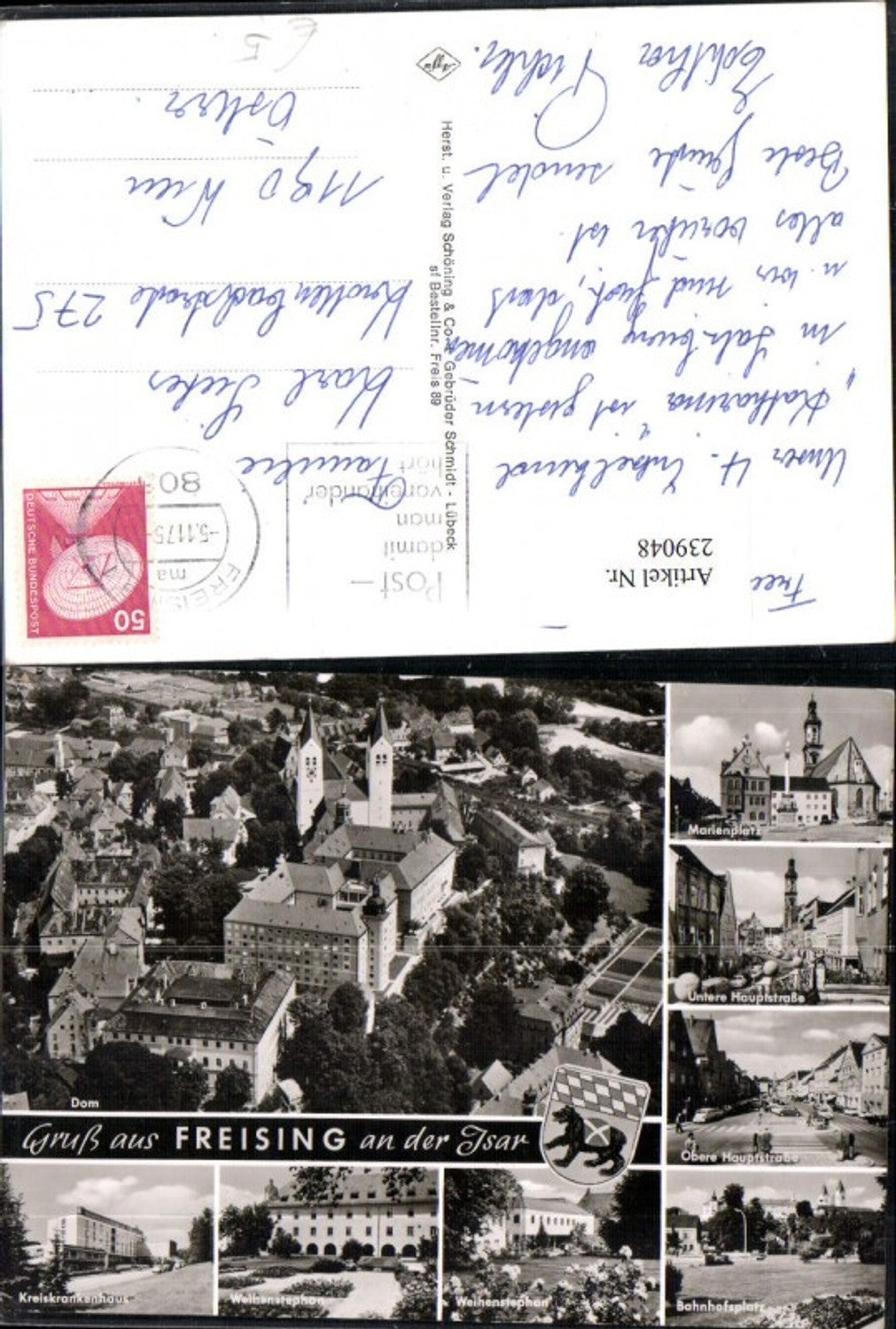 239048,Freising an d. Isar Totale Marienplatz Kreiskrankenhaus Hauptstraße Mehrbildkarte