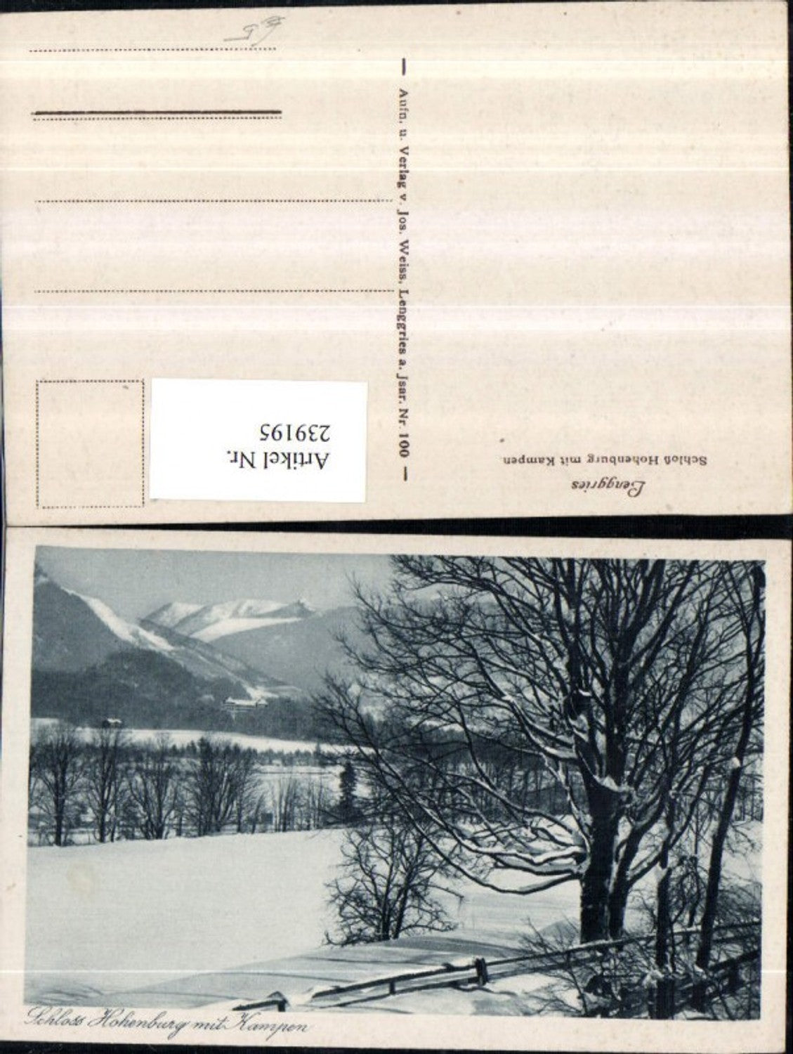 239195,Lenggries Schloss Hohenburg m. Kampen Partie Winterbild