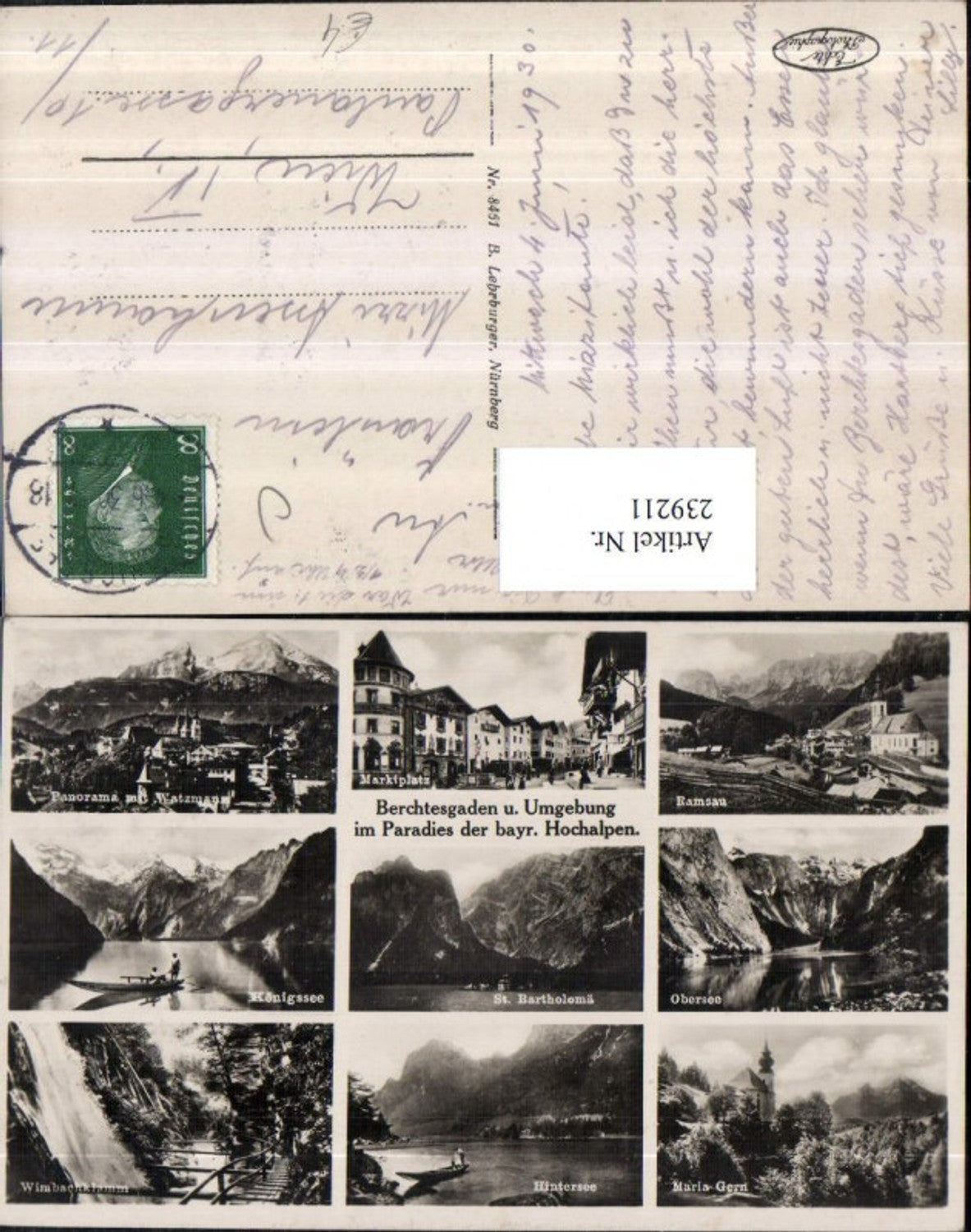 239211,Berchtesgaden u. Umgebung Totale Ramsau Obersee Hintersee Königssee Mehrbildkarte