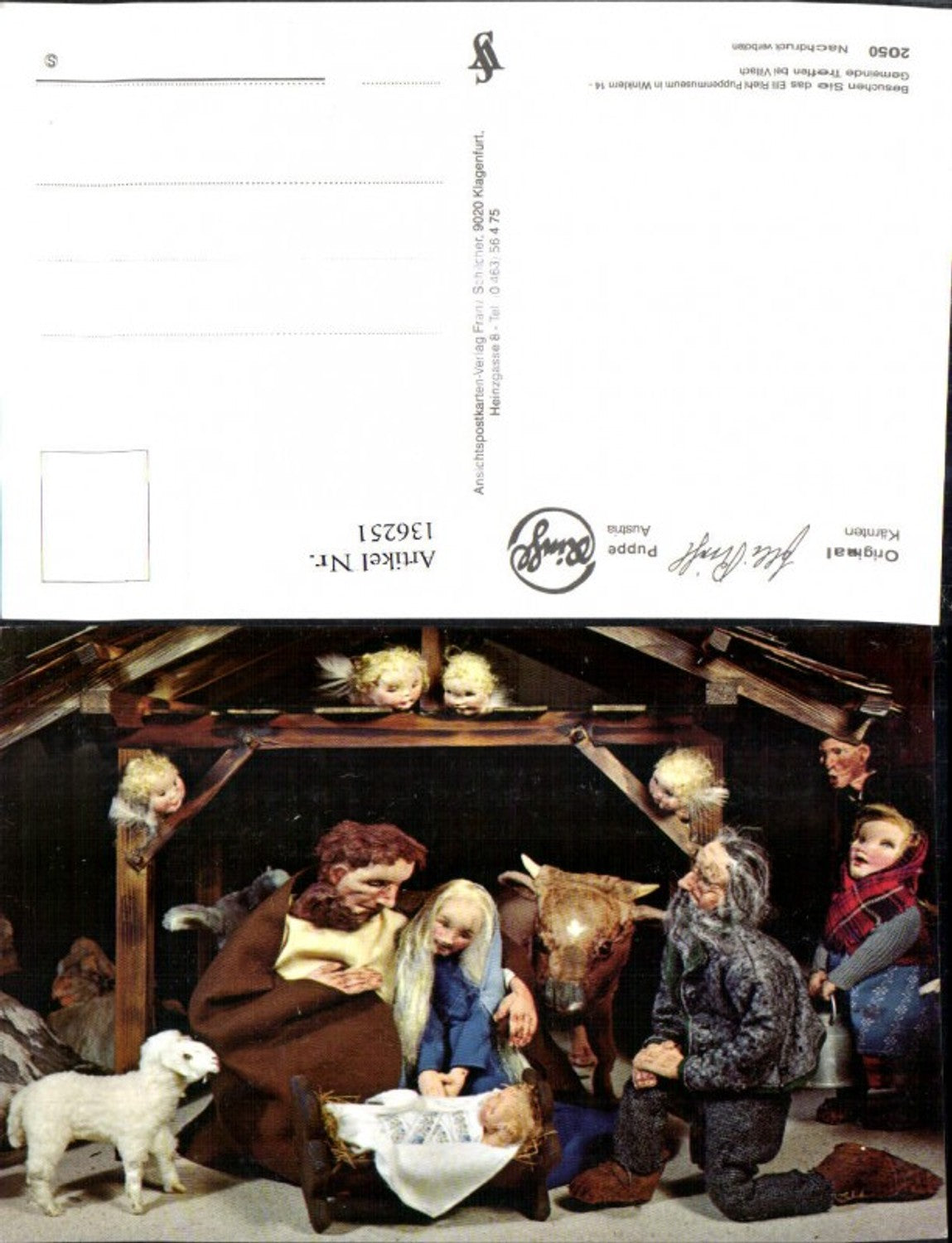 136251,Puppen Elli Riehl 2050 Spielzeug Jesuskind Krippe Bethlehem Engel Heilige Familie Stall